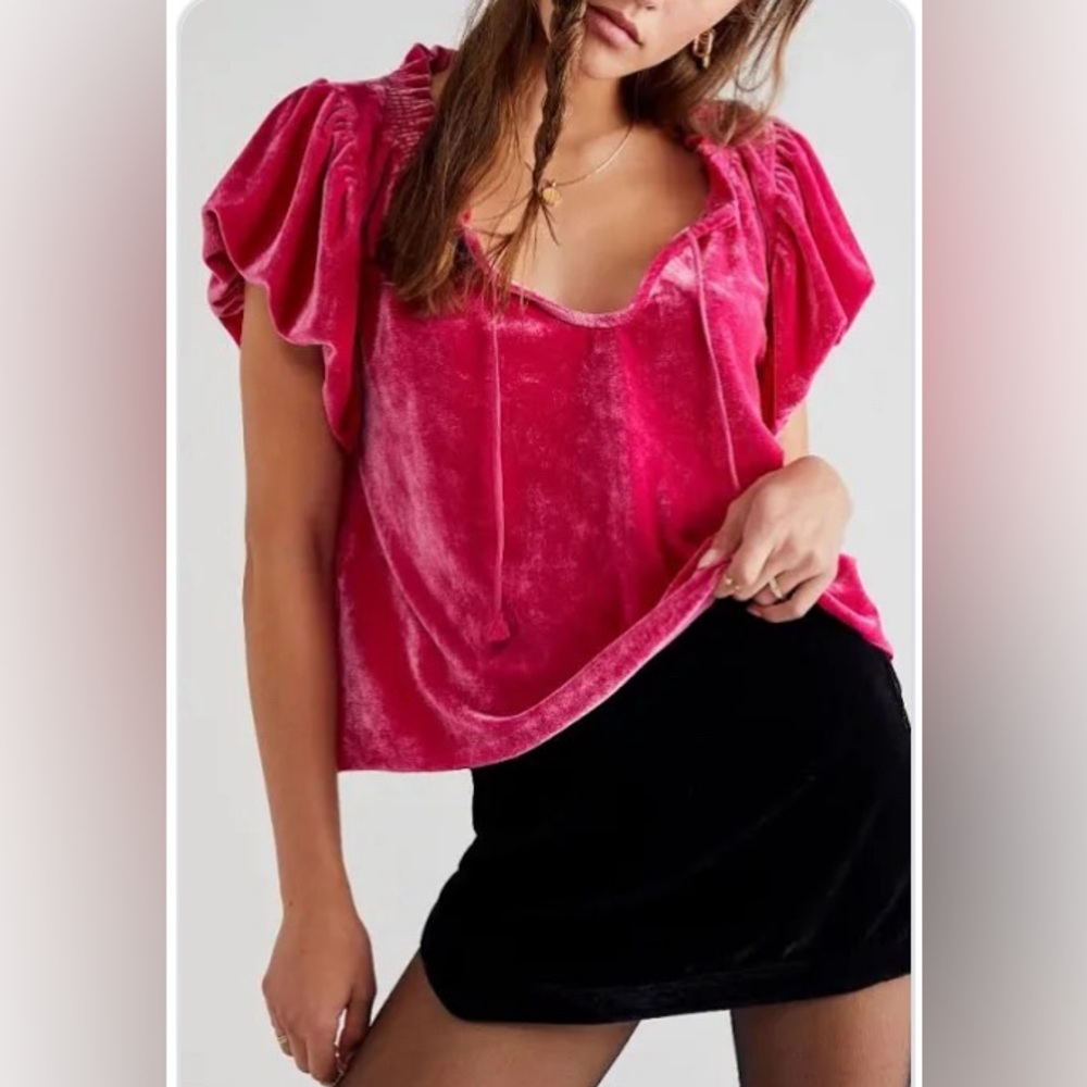 Velvet Therese Free People top Hot Pink